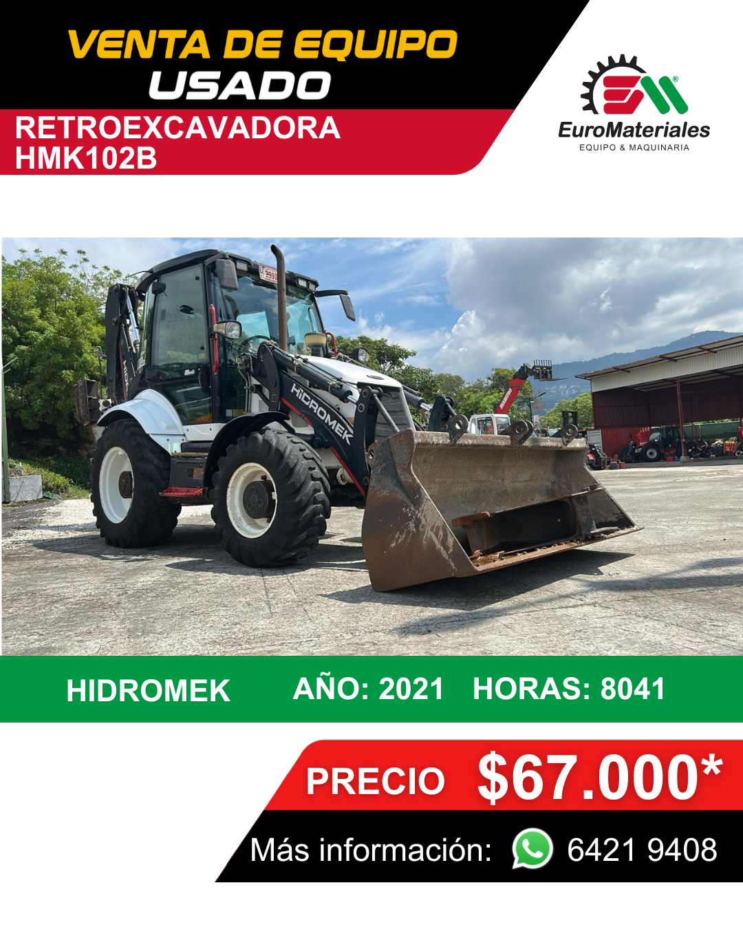 Retroexcavadora modelo HMK102B HIDROMEK