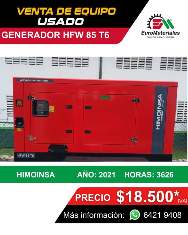 Generador eléctrico HFW-85 T6 Año 2021