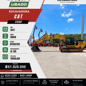 EXCAVADORA 336D CAT USADA AÑO 2017