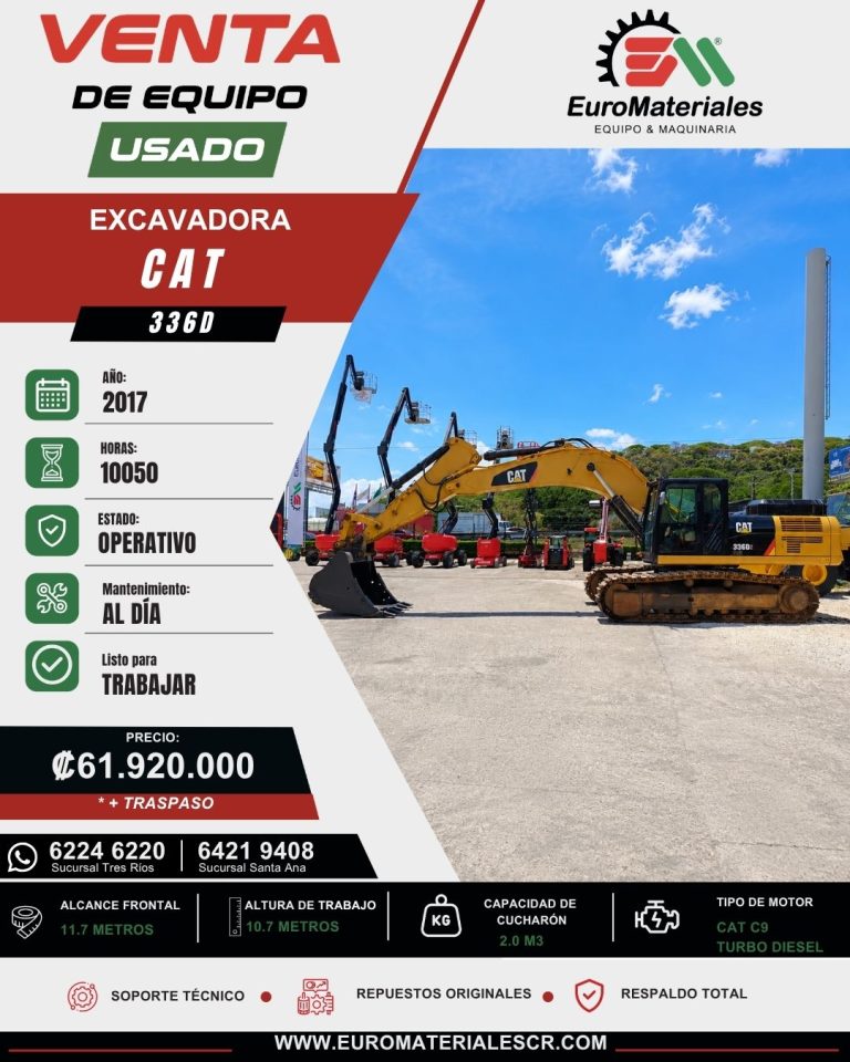 EXCAVADORA 336D CAT USADA AÑO 2017
