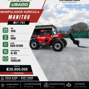 MANIPULADOR AGRICOLA MLT 741 MANITOU USADO AÑO 2016