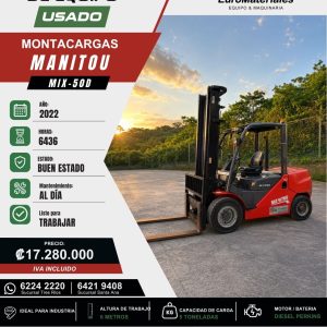 MONTACARGAS MIX 50D MANITOU USADO AÑO 2022