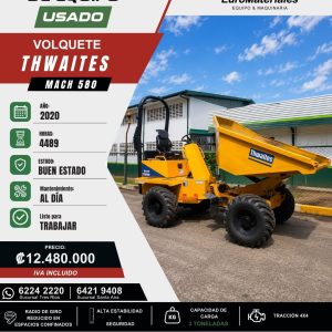 VOLQUETE MACH580 THWAITES USADO AÑO 2020
