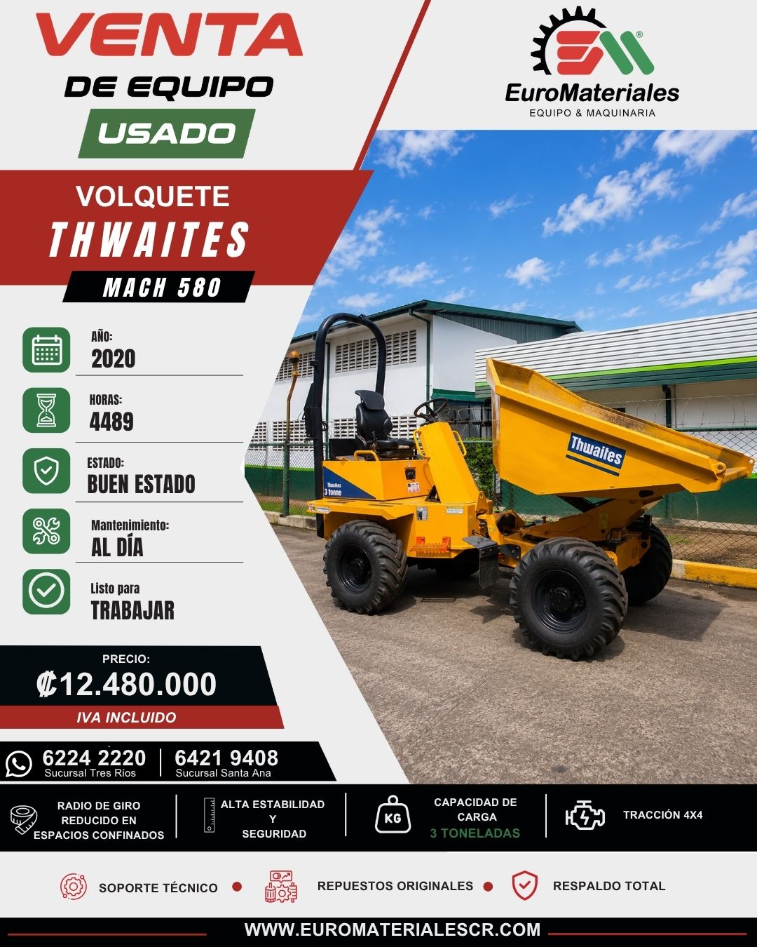 VOLQUETE MACH580 THWAITES USADO AÑO 2020