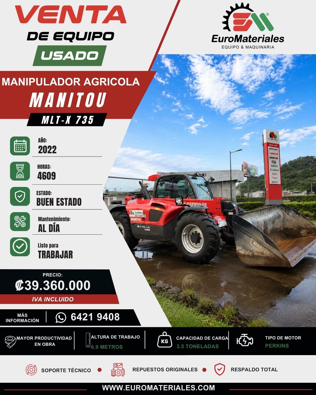 MANIPULADOR AGRICOLA MANITOU USADO 2022
