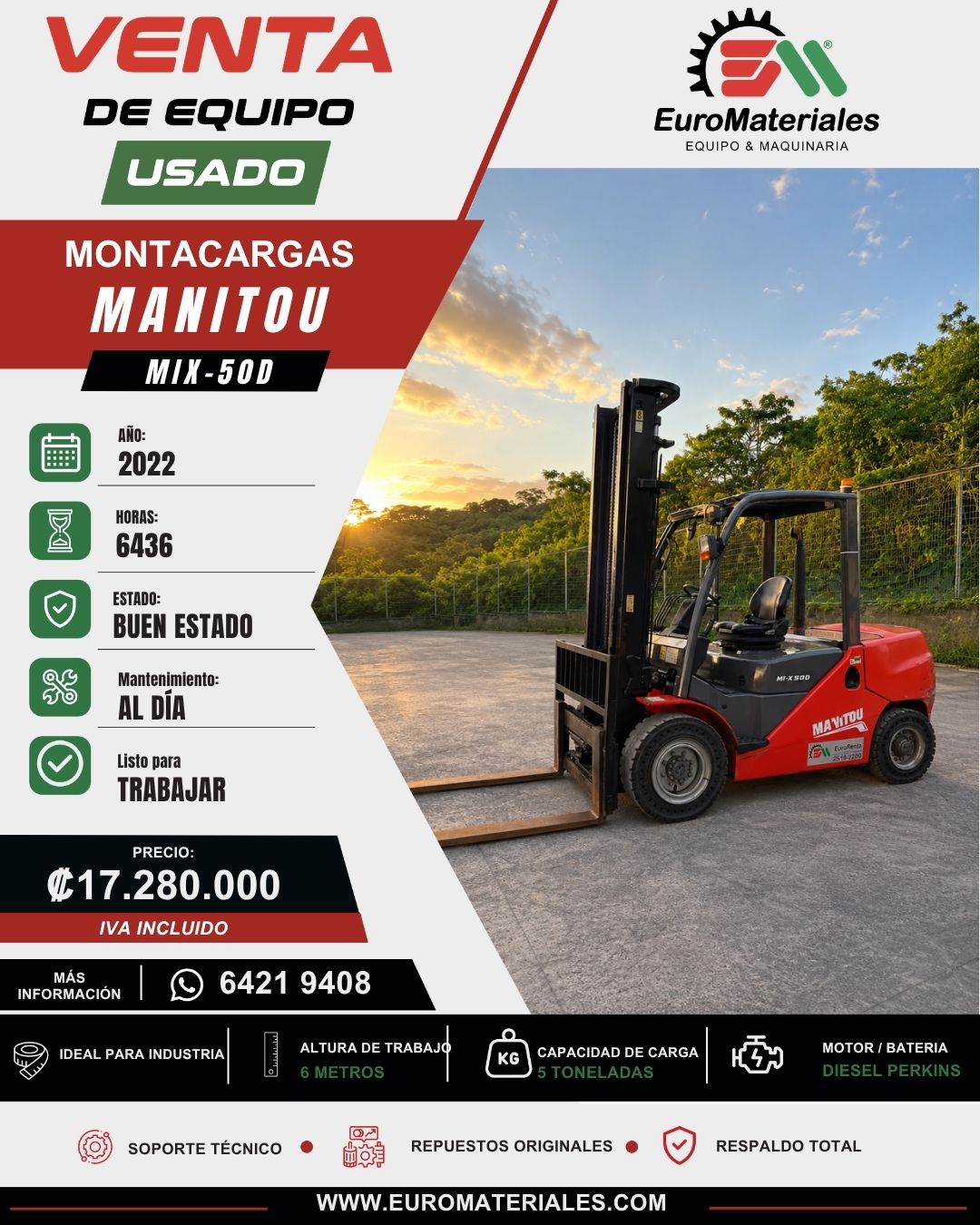 MONTACARGAS MANITOU USADO 2022