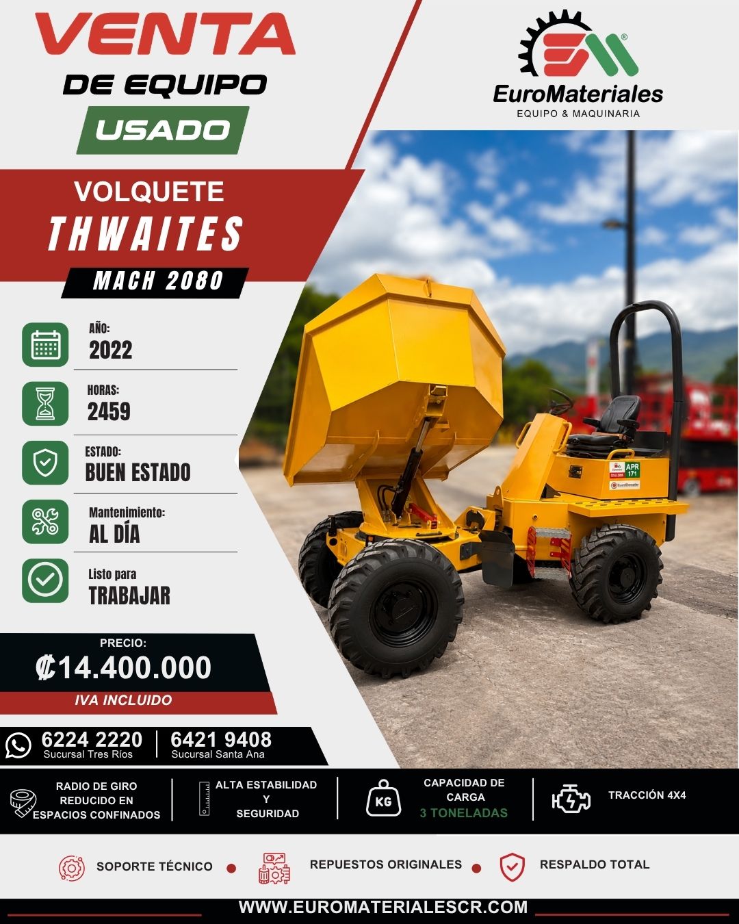 VOLQUETE MACH2080 THWAITES USADO AÑO 2022