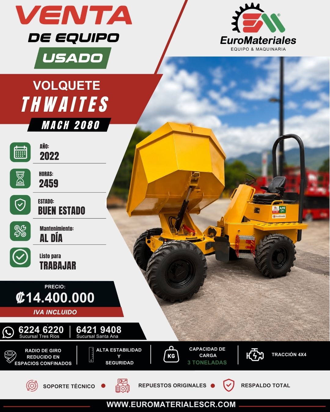 VOLQUETE MACH2080 THWAITES USADO AÑO 2022