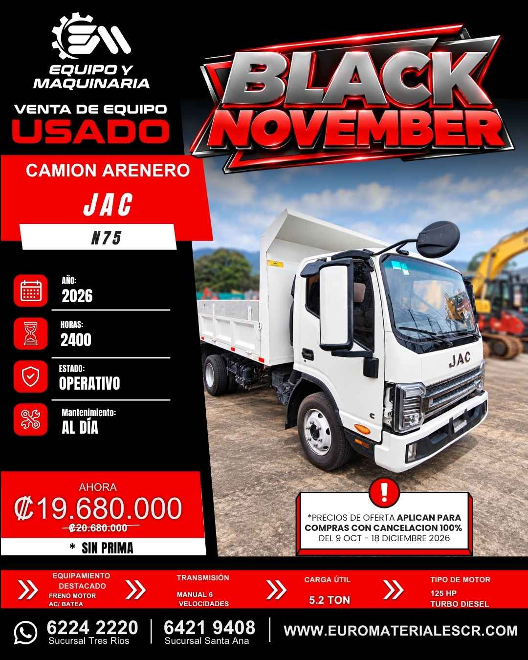 CAMION ARENERO USADO JAC N75 2026