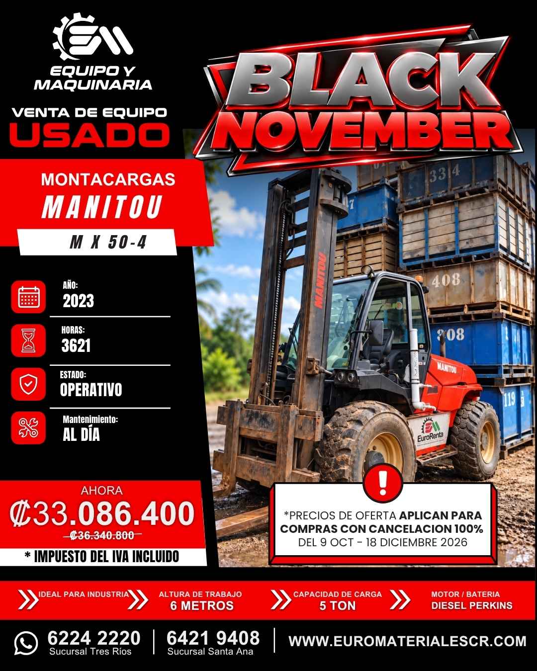 MONTACARGAS MANITOU M X 50 -4 AÑO 2023