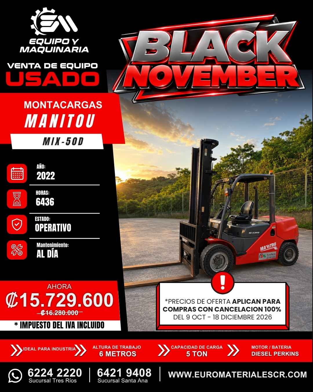 MONTACARGAS MANITOU MIX 50 D AÑO 2022