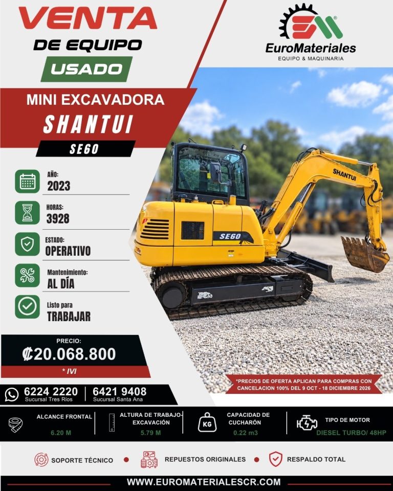 MINIEXCAVADORA SE60 SHANTUI USADA 2023