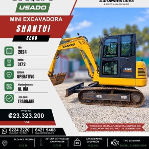 MINIEXCAVADORA SE60 SHANTUI USADA 2024