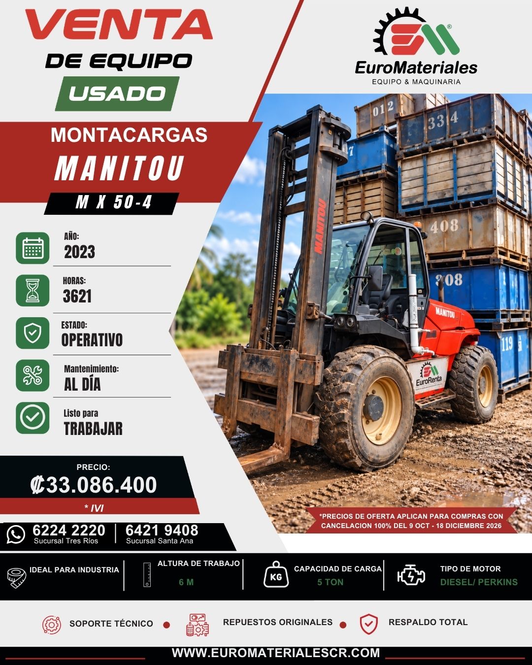 MONTACARGAS MX50-4 MANITOU USADO 2023